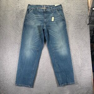 Mutual Weave Jeans Mens 36x32 Blue The Bowled Cotton Stretch Dark Wash Denim